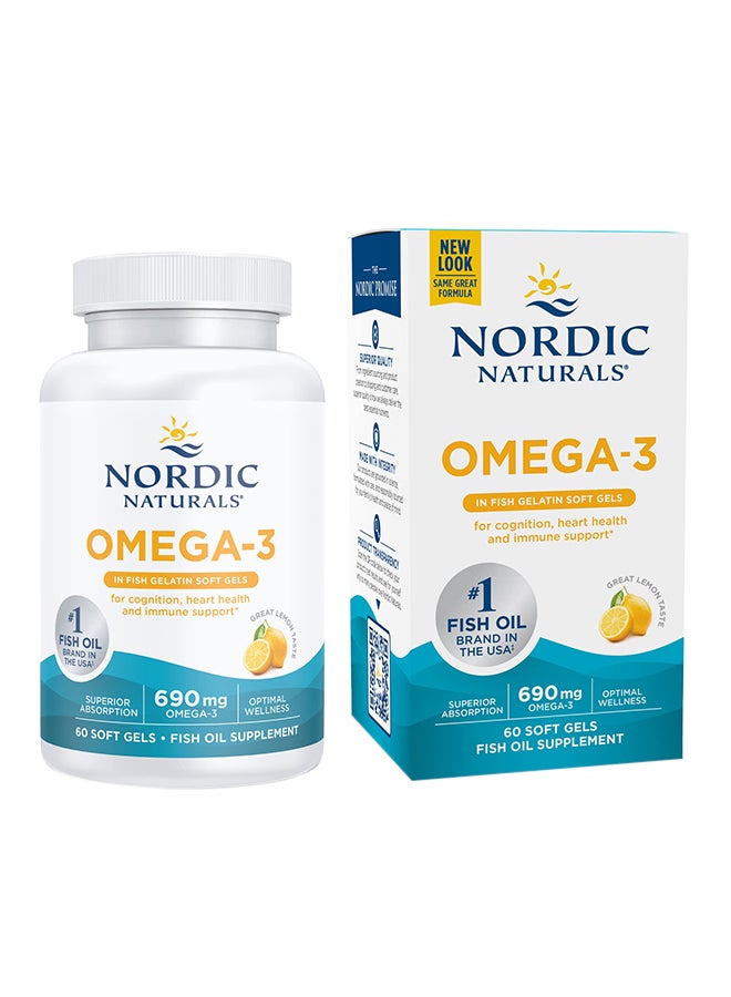 Nordic جيلاتين السمك أوميجا 3 - 60 قطعة