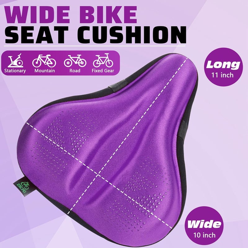 Zacro Bike Seat Cover Big Size, Gel Padded Wide Cushion for Bike Saddle, Adjustable Bike Seat Cushion for Men Women, Compatible with Peloton, Cruiser Bicycle Seats... - Image 2