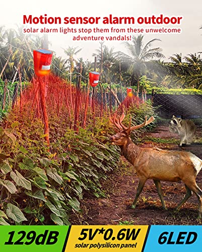 ChunHee Solar Sound & Light Alarm Outdoor Motion Sensor 129db Siren Sound Alert & 6LEDs Flash Warning Security Alarm System for Villa, Farm, Chicken Coop,Yard, Garden - Image 2
