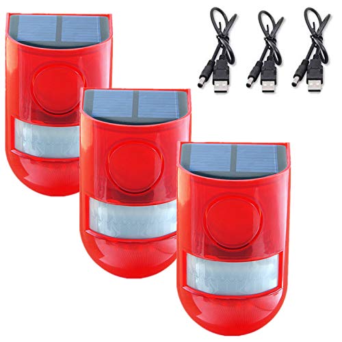 ChunHee Solar Sound & Light Alarm Outdoor Motion Sensor 129db Siren Sound Alert & 6LEDs Flash Warning Security Alarm System for Villa, Farm, Chicken Coop,Yard, Garden - Image 1