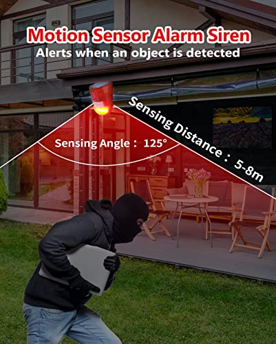 ChunHee Solar Sound & Light Alarm Outdoor Motion Sensor 129db Siren Sound Alert & 6LEDs Flash Warning Security Alarm System for Villa, Farm, Chicken Coop,Yard, Garden - Image 3