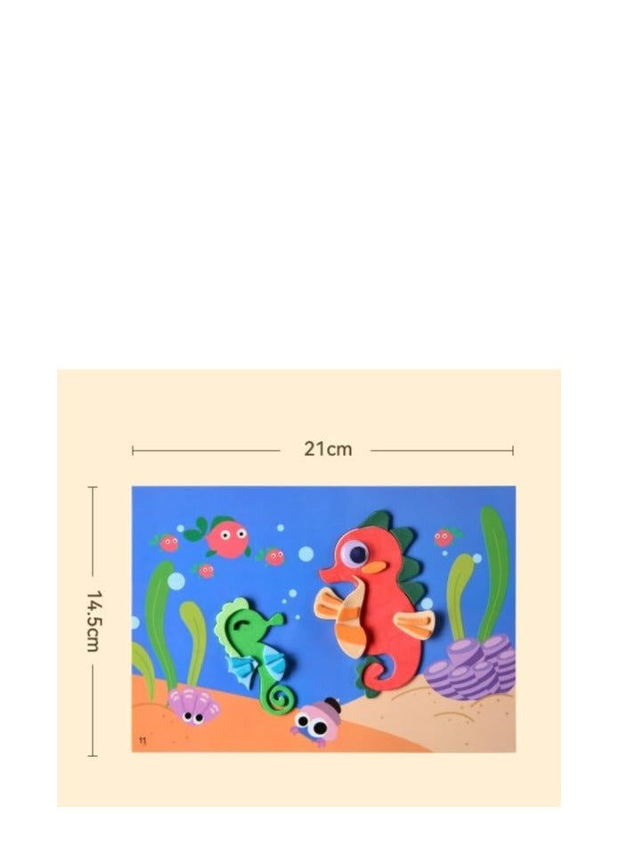 LAMAY 3D EVA Foam Stickers for Toddlers 12PCS Sticky Foam DIY Craft Preschool Art Class Drawing Sticker Puzzle Art Kit for Kids Boys Girls,MARINE - Image 2