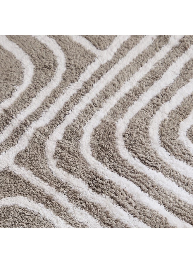 Home Box Cotton Bath Mat - Grey and White Stripes - Image 3