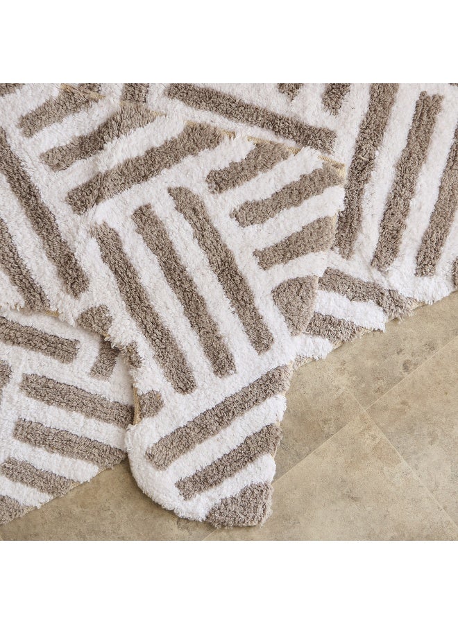 Home Box Cotton Bath Mat - Grey and White Stripes - Image 5