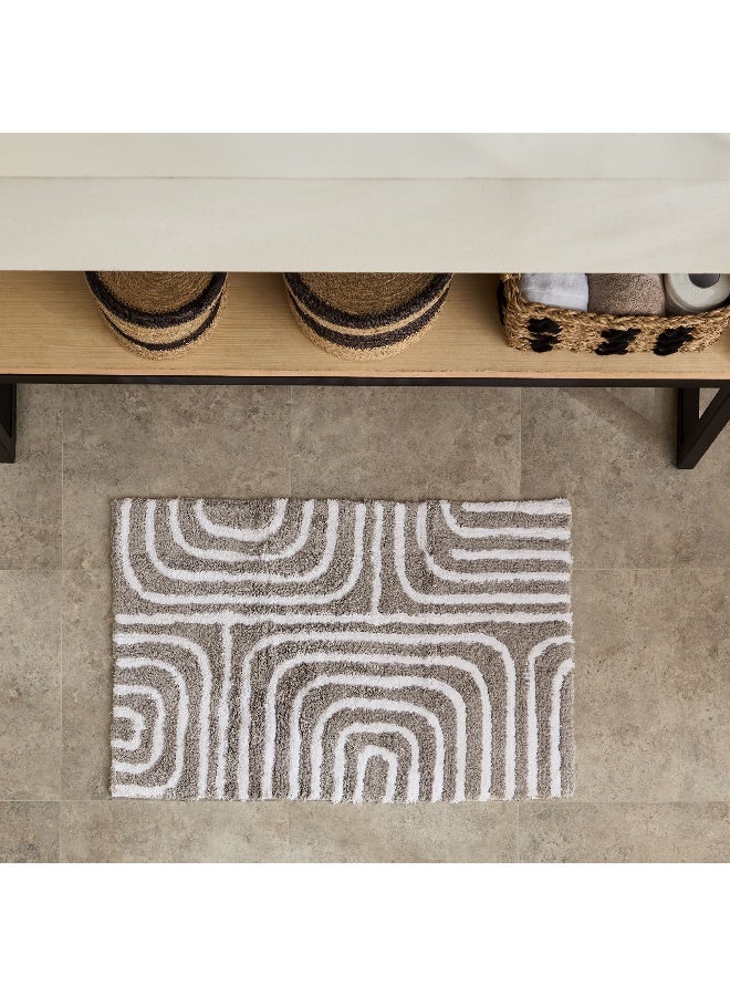 Home Box Cotton Bath Mat - Grey and White Stripes - Image 1