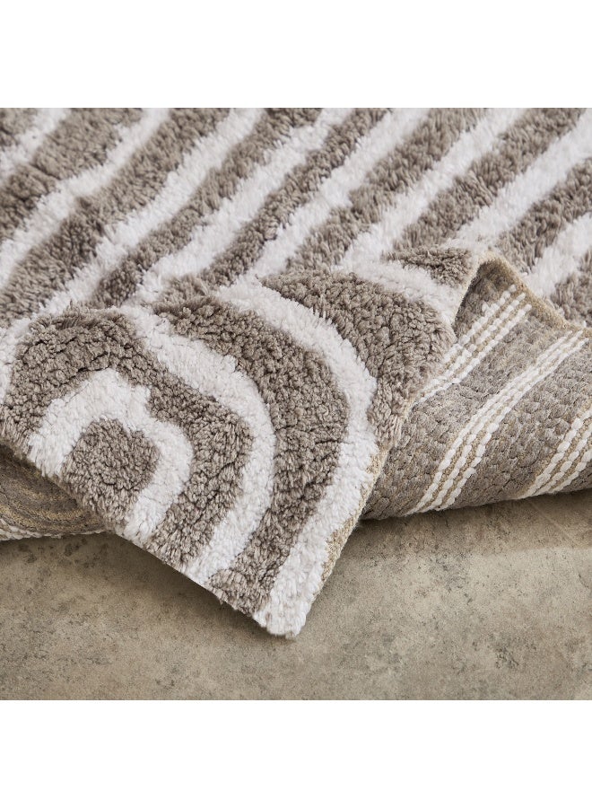 Home Box Cotton Bath Mat - Grey and White Stripes - Image 4
