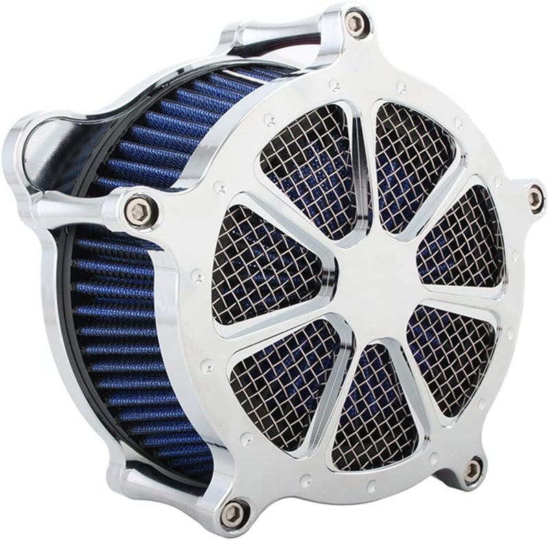 QASULER Chrome Blue Motorcycle Air Filter - Image 1