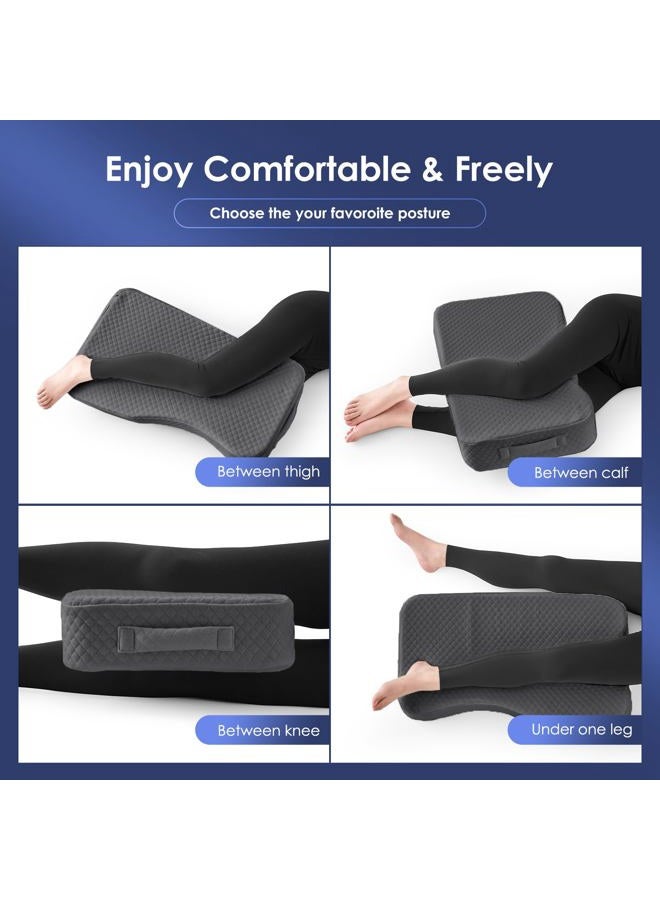 Livemy Memory Foam Knee Pillow for Side Sleepers Leg Pillow for Side Sleeping, Leg Elevation Pillow 4" Height Pillow Between Legs for Sciatica Pain Relief Hip Pillow Helps Spine Alignment -15"x25", Grey - Image 3