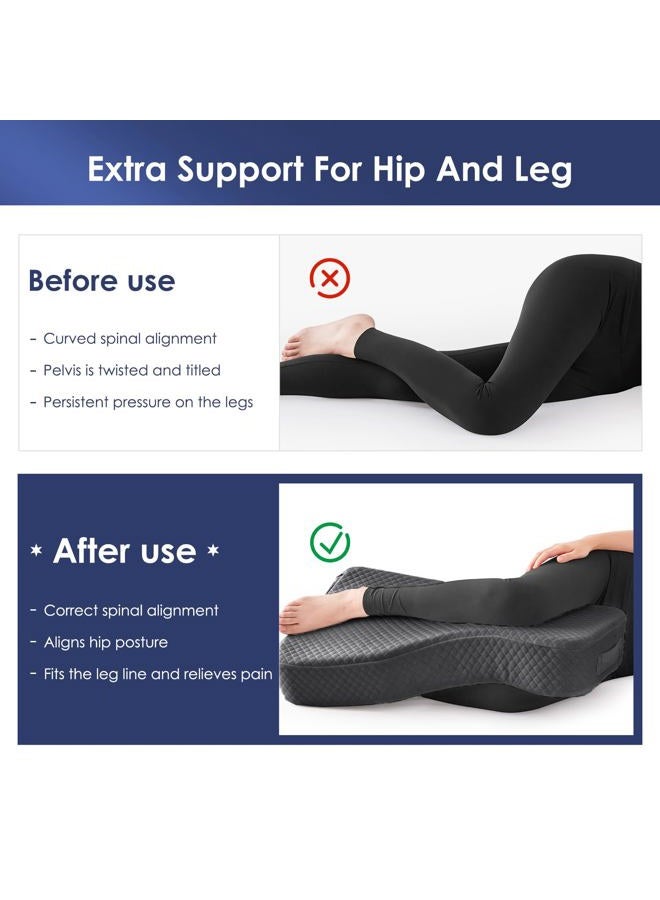 Livemy Memory Foam Knee Pillow for Side Sleepers Leg Pillow for Side Sleeping, Leg Elevation Pillow 4" Height Pillow Between Legs for Sciatica Pain Relief Hip Pillow Helps Spine Alignment -15"x25", Grey - Image 2