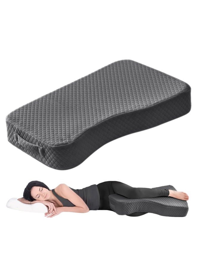 Livemy Memory Foam Knee Pillow for Side Sleepers Leg Pillow for Side Sleeping, Leg Elevation Pillow 4" Height Pillow Between Legs for Sciatica Pain Relief Hip Pillow Helps Spine Alignment -15"x25", Grey - Image 1