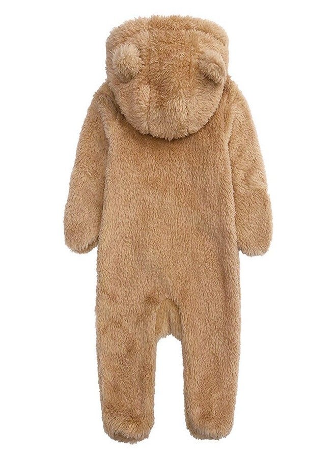 Curipeer Fleece Fall Winter Outfit Bodysuit Bear Fleece Bunting Footed Jumpsuit Rompers - Image 2