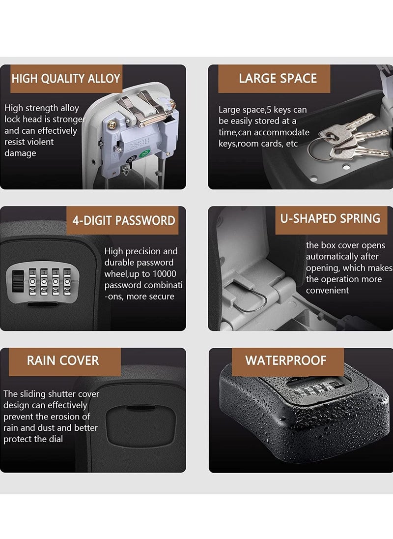Generic - Key Lock Box Security Key Lock Box With Combination Code Spare Key Safe Lockbox For Hide a key Outdoor Wall Mount Key Lock Box For House Outside - Image 1