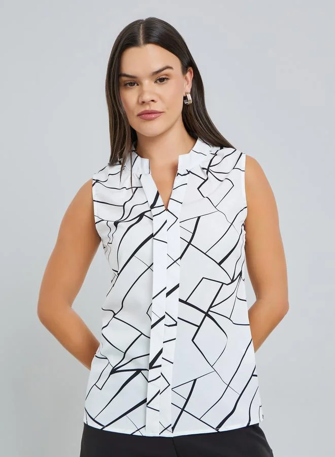 تايك تو بلوزة نسائية بدون أكمام بلون أبيض