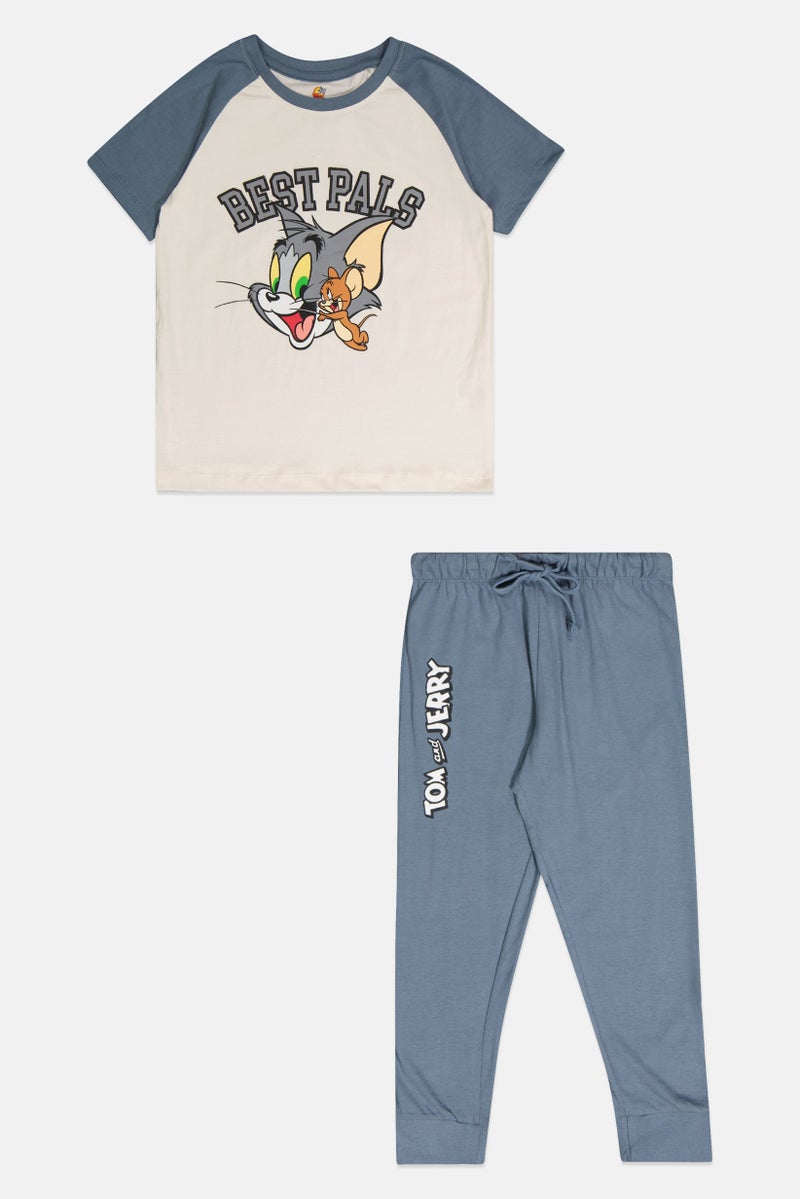 Tom And Jerry Toddlers Boy 2 Pieces Tom And Jerry Print Pajamas Set, Multicolor - Image 1