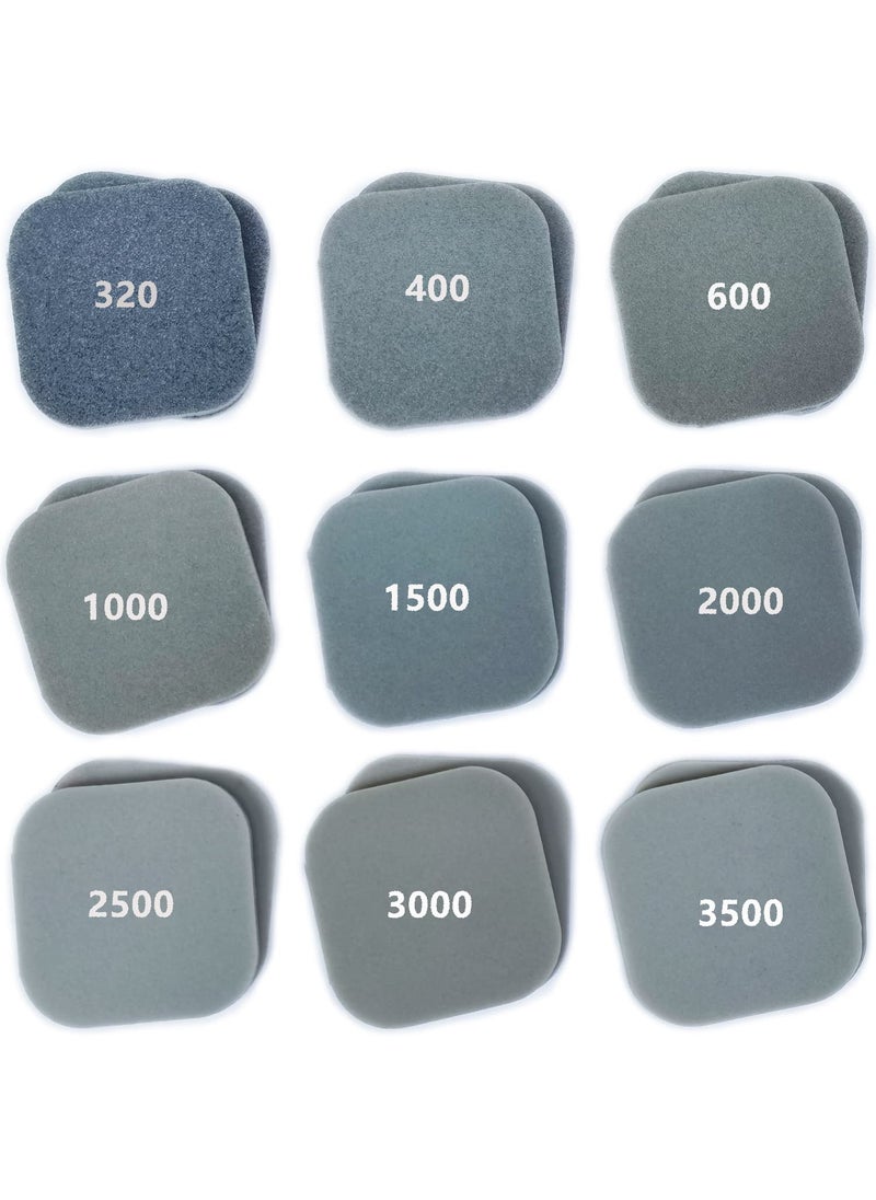 HDongany 27 Pcs Sanding Sponge Soft Touch Sanding PadsSand Paper Mesh Sanding Polishing Pads for Craft Polishing Repairing 2 x 2 Sanding Blocks 9 Kinds Grit from 320 to 3500 