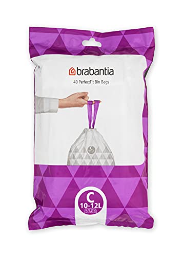 Brabantia PerfectFit Trash Bags (Size C/2.6-3.2 Gal) Thick Plastic Trash Can Liners with Drawstring Handles (40 Bags) - Image 5