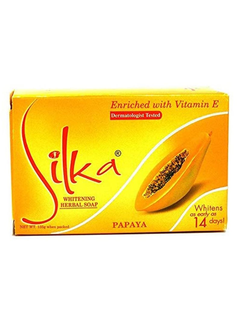 Silka Vitamin E And Papaya Whitening Herbal Soap Orange 135g - Image 3