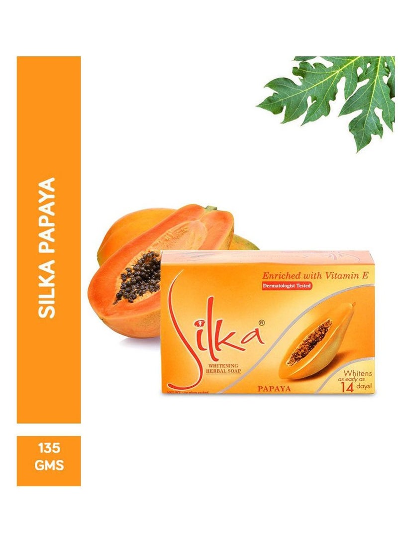 Silka Vitamin E And Papaya Whitening Herbal Soap Orange 135g - Image 1