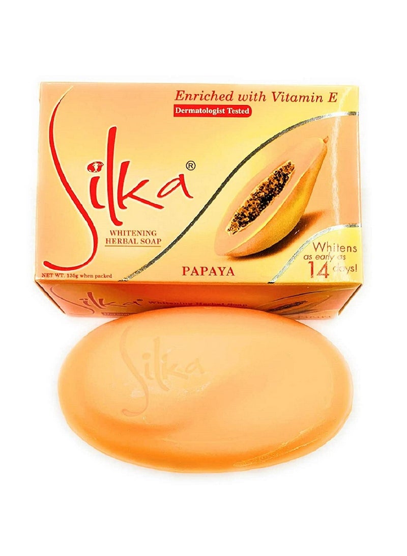 Silka Vitamin E And Papaya Whitening Herbal Soap Orange 135g - Image 4