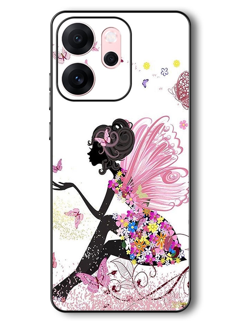Theodor Case Compatible with Oppo Reno 14 F 6.57 Inch Protection Shockproof Bumper Cover Butterfly Girl - Image 1