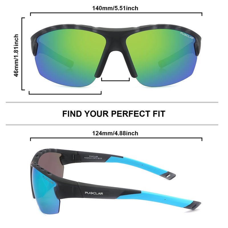 بوكيلار نظارات شمسية رياضية قطبية PUKCLAR للرجال والنساء، نظارات ركوب الدراجات مع حماية UV400، نظارات شمسية للجري والقيادة والصيد والسفر - Image 5