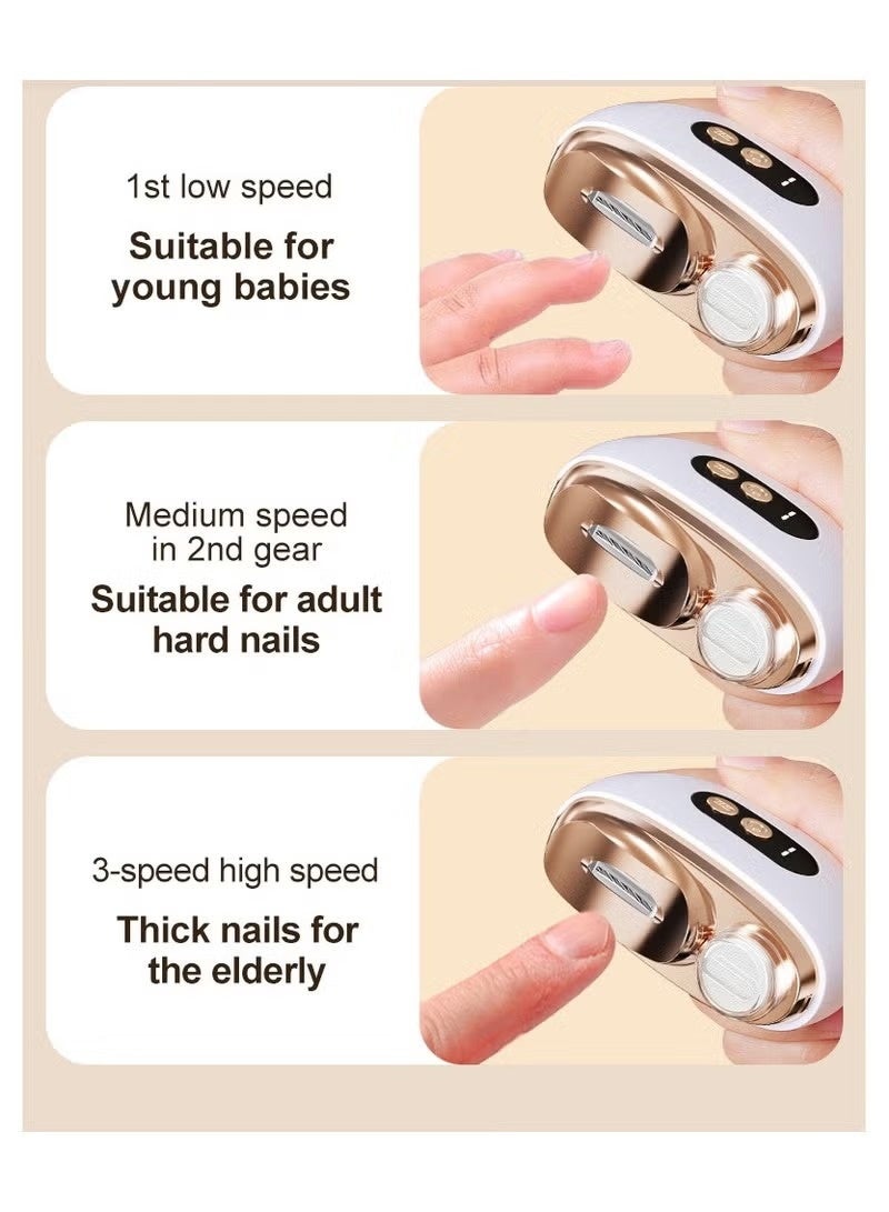 TNGames Ultra-Quiet Electric Nail Trimmer & Polisher (Kids/Adults Universal) -Safe Anti-Pinch Design + Dual-Speed Modes + USB Fast Charging | Portable Nail Care Kit - Image 5
