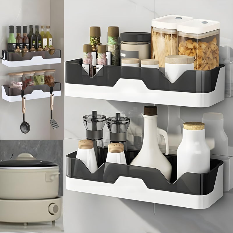 Caspira Self Adhesive Wall Mounted Storage Rack - Multipurpose Plastic Organizer for Kitchen, Bathroom & Home - No Drill Space Saving Shelf (Pack of 1) - Image 4