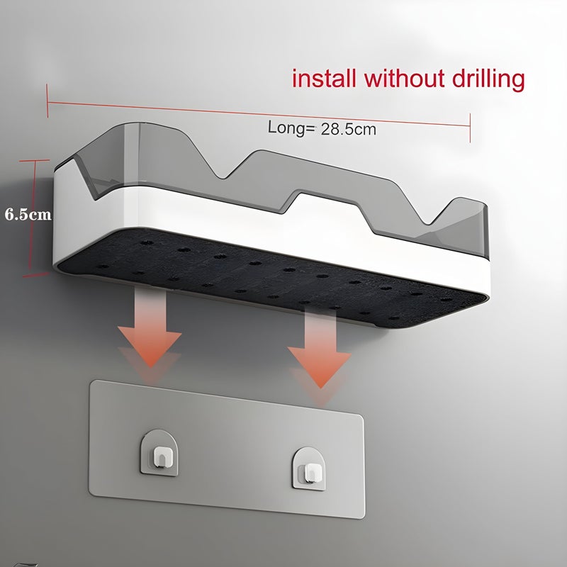Caspira Self Adhesive Wall Mounted Storage Rack - Multipurpose Plastic Organizer for Kitchen, Bathroom & Home - No Drill Space Saving Shelf (Pack of 1) - Image 2