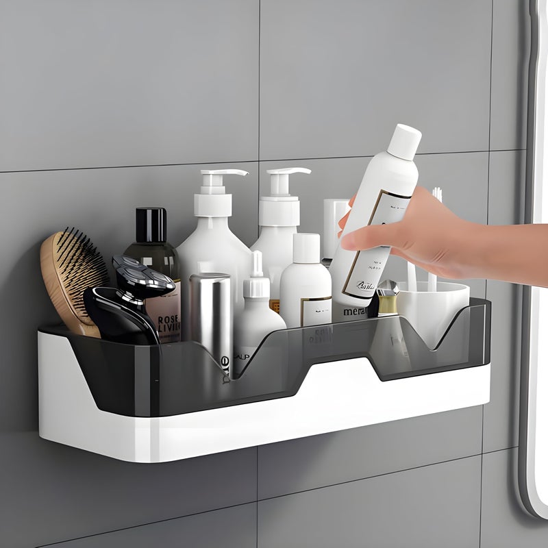 Caspira Self Adhesive Wall Mounted Storage Rack - Multipurpose Plastic Organizer for Kitchen, Bathroom & Home - No Drill Space Saving Shelf (Pack of 1) - Image 1