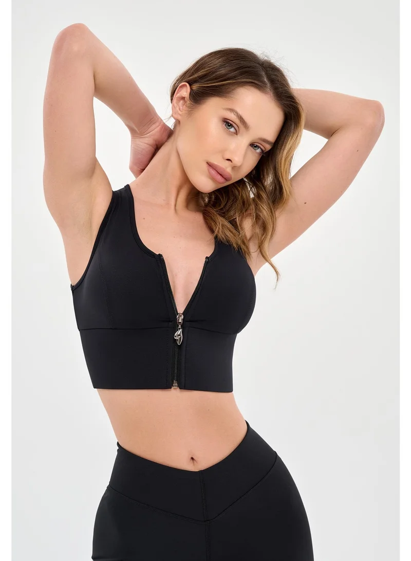 Bona Fide Top Go Zip Black Bona Fide Sport Bras for Women - High Impact Sports Bras with High Support for Womens - Designed for Gym, Running and Fitness for Women | Best Price UAE