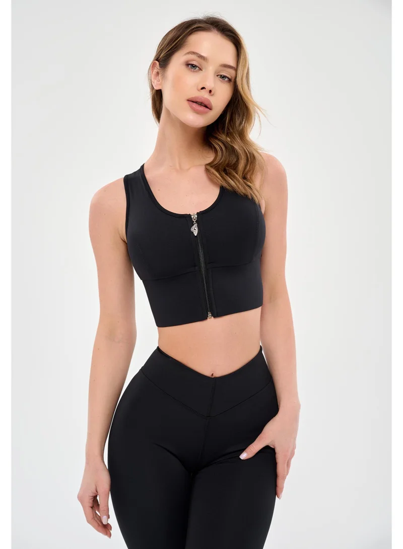 Bona Fide Top Go Zip Black Go Zip Sports Bra for Women for Women | Best Price UAE