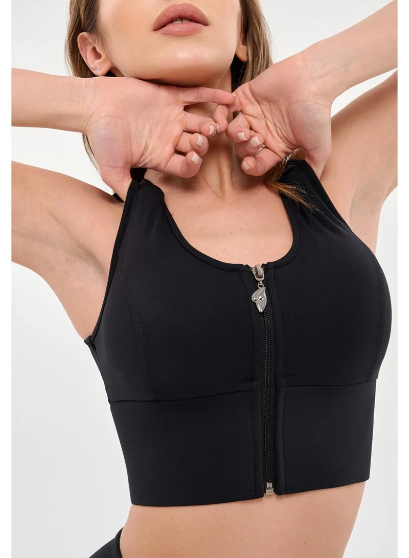 Bona Fide Top Go Zip Black Go Zip Sports Bra for Women for Women | Best Price UAE