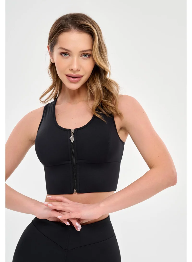 Bona Fide Top Go Zip Black Go Zip Sports Bra for Women for Women | Best Price UAE