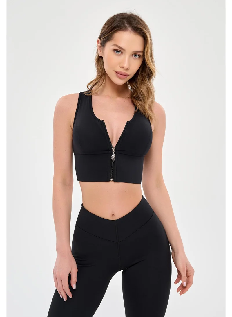 Bona Fide Top Go Zip Black Go Zip Sports Bra for Women for Women | Best Price UAE