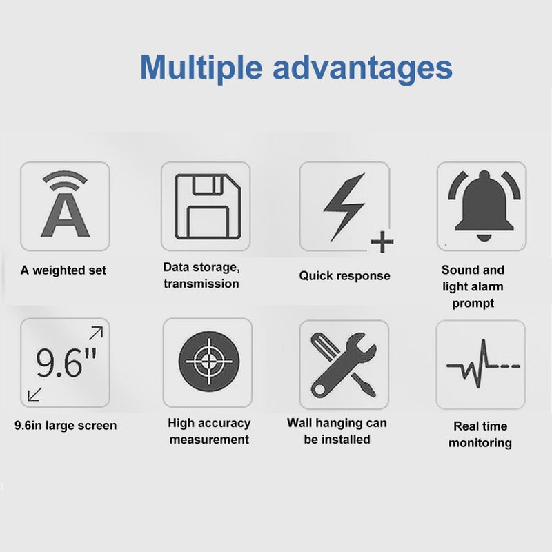 Wall Mounted Decibel Meter 9.6in LCD Display Screen 30‑130dB Sound Level Meter for Office - Image 2