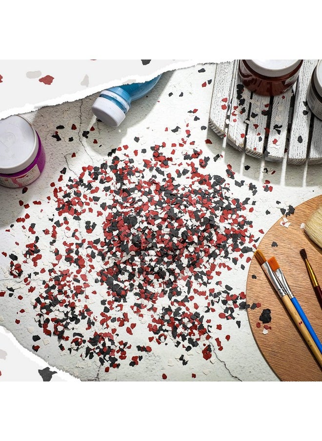Demissle - 350 G/ 0.77 lb Decorative Color Chips Epoxy Flakes 3-5 mm Blend Concrete Floor Coatings Decorative Paint Flakes for Garage Floor Paint Interior Exterior Wall (Red, Black, White) - Image 1