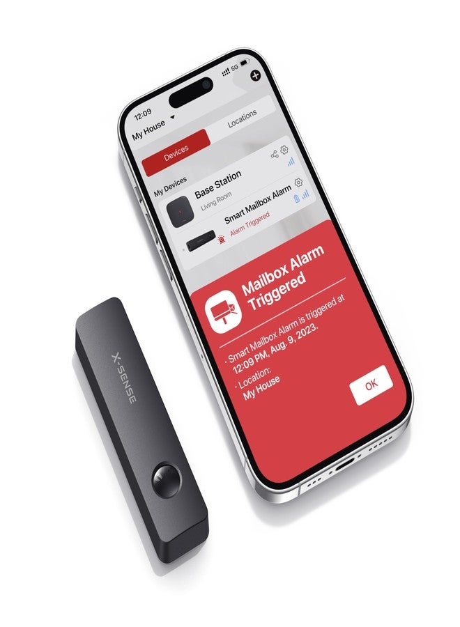 X-Sense جرس صندوق البريد الذكي X-Sense، يتطلب محطة قاعدة SBS50، تنبيه صندوق البريد اللاسلكي طويل المدى، مستشعر صندوق البريد للبريد المرسل، SMA51 - Image 1