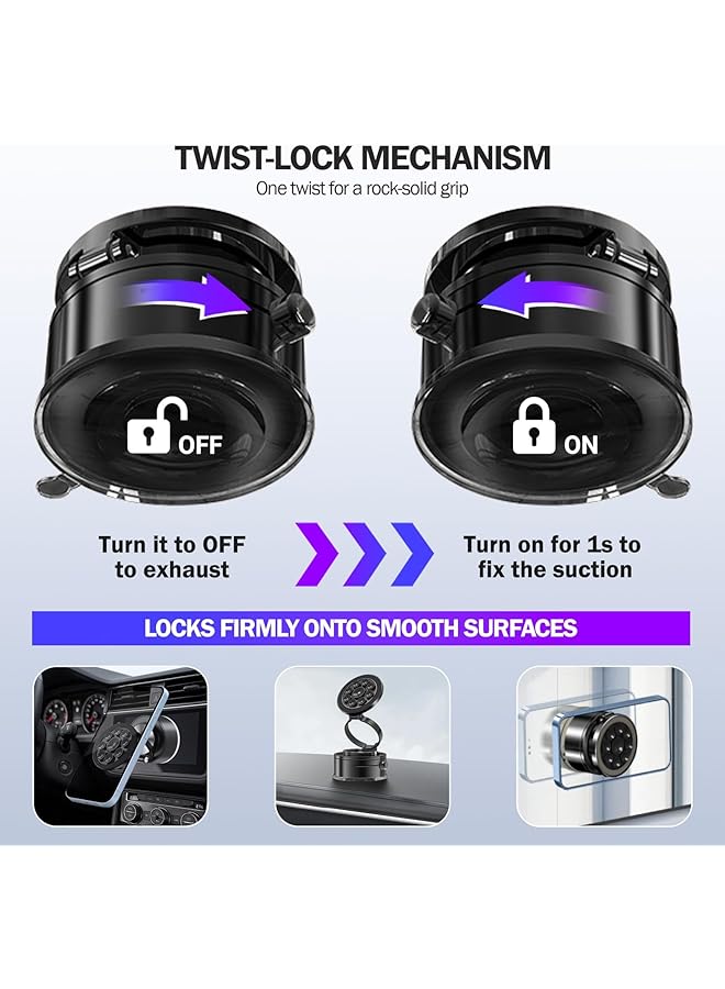 KASTWAVE Magnetic Car Phone Mount With Dual Strong Suction Cups, 360° Adjustable Hands-Free Phone Holder For Vehicles, Dashboard, Gym, Mirrors & Smooth Surfaces, Secure Anti-Fall Grip - Image 4