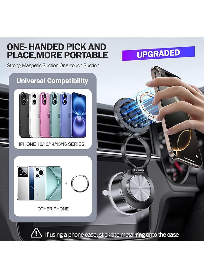 KASTWAVE Magnetic Car Phone Mount With Dual Strong Suction Cups, 360° Adjustable Hands-Free Phone Holder For Vehicles, Dashboard, Gym, Mirrors & Smooth Surfaces, Secure Anti-Fall Grip - Image 5