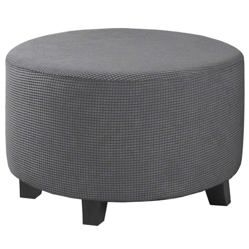 H.VERSAILTEX HVERSAILTEX Ottoman Cover Stretch Ottoman Slipcover Round Ottoman Storage Cover Folding Stool Covers Furniture Protector Cover for Footrest Ottoman Fit Dia 30  41 Gray 
