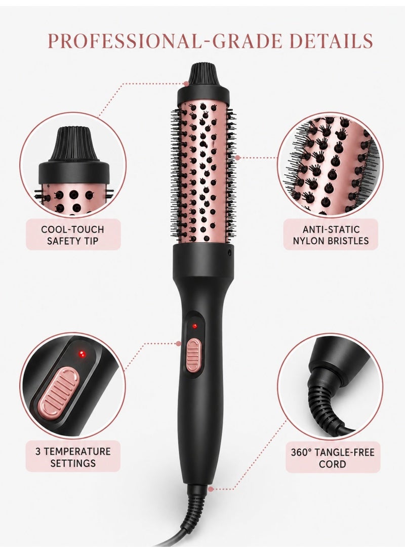 3-in-1 Inner Curl Hair Styling Brush - Double PTC Curling Iron for Short Hair, Beach Waves & Smooth Blowout, Titanium Heating with Adjustable Temperature, Ergonomic Design for Salon Professional Use - Image 3