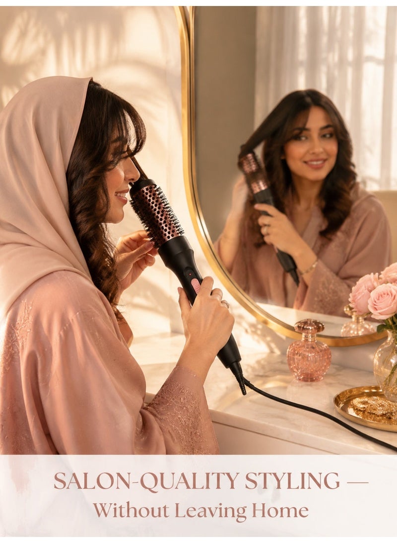 3-in-1 Inner Curl Hair Styling Brush - Double PTC Curling Iron for Short Hair, Beach Waves & Smooth Blowout, Titanium Heating with Adjustable Temperature, Ergonomic Design for Salon Professional Use - Image 2
