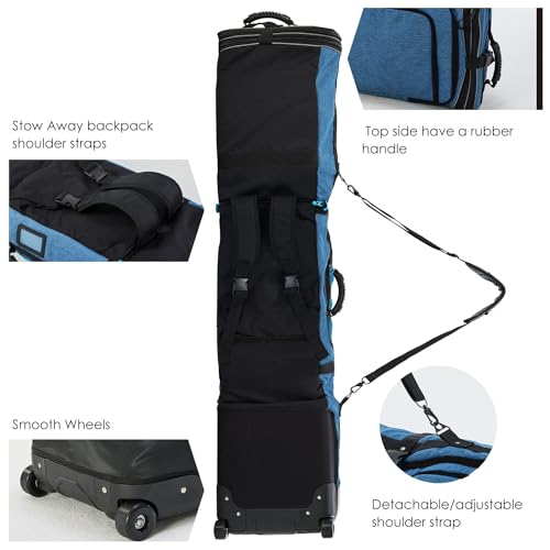 XCMAN Padded Snowboard Bag Adjustable Length 63-75In Padded Bag for Air Travel (Navy Blue) - Image 4