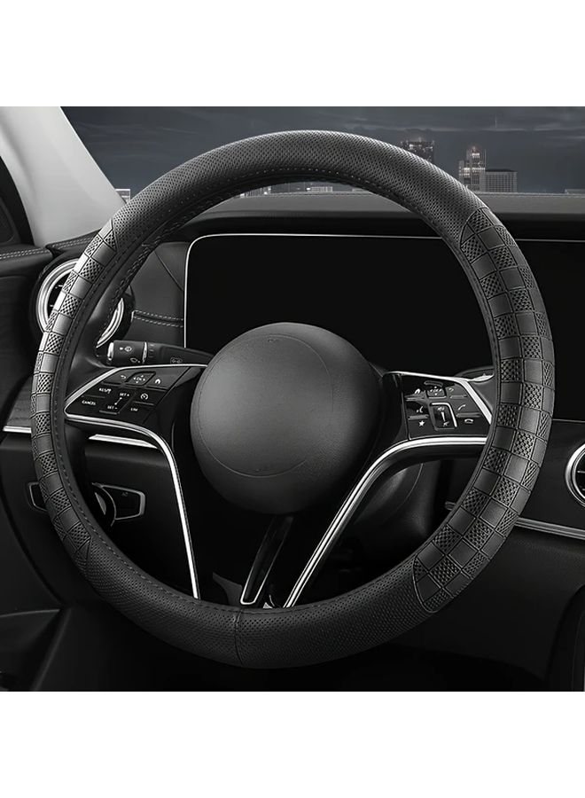 New Faux Leather Car Steering Wheel Cover Dual Texture Mysterious Black Red For All Seasons Stylish Car Interior Accessory High Quality Finish - Image 4