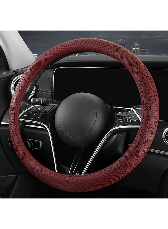 New Faux Leather Car Steering Wheel Cover Dual Texture Mysterious Black Red For All Seasons Stylish Car Interior Accessory High Quality Finish - Image 1