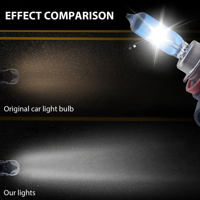 GKmow Pack-2 H11 Halogen Bulbs, Car Xenon Light Bulbs, 12V 55W Car High Beam Lights, Automobile Lights Replacement Kit, Universal for Most Cars, SUVs and Vans (White) - Image 4