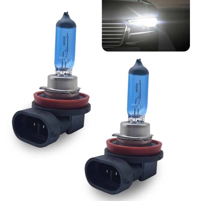 GKmow Pack-2 H11 Halogen Bulbs, Car Xenon Light Bulbs, 12V 55W Car High Beam Lights, Automobile Lights Replacement Kit, Universal for Most Cars, SUVs and Vans (White) - Image 1