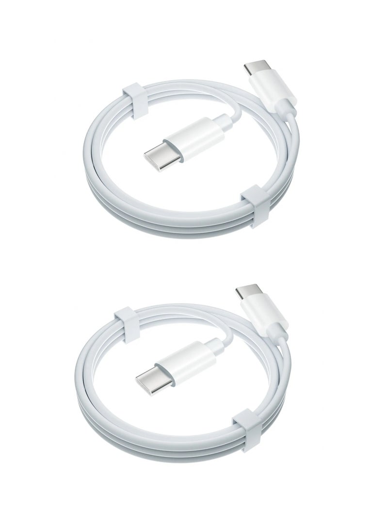 عدد 2 كابل USB Type-C إلى USB Type-C – بطول 1 متر – قدرة 20 واط – لون أبيض - Image 2