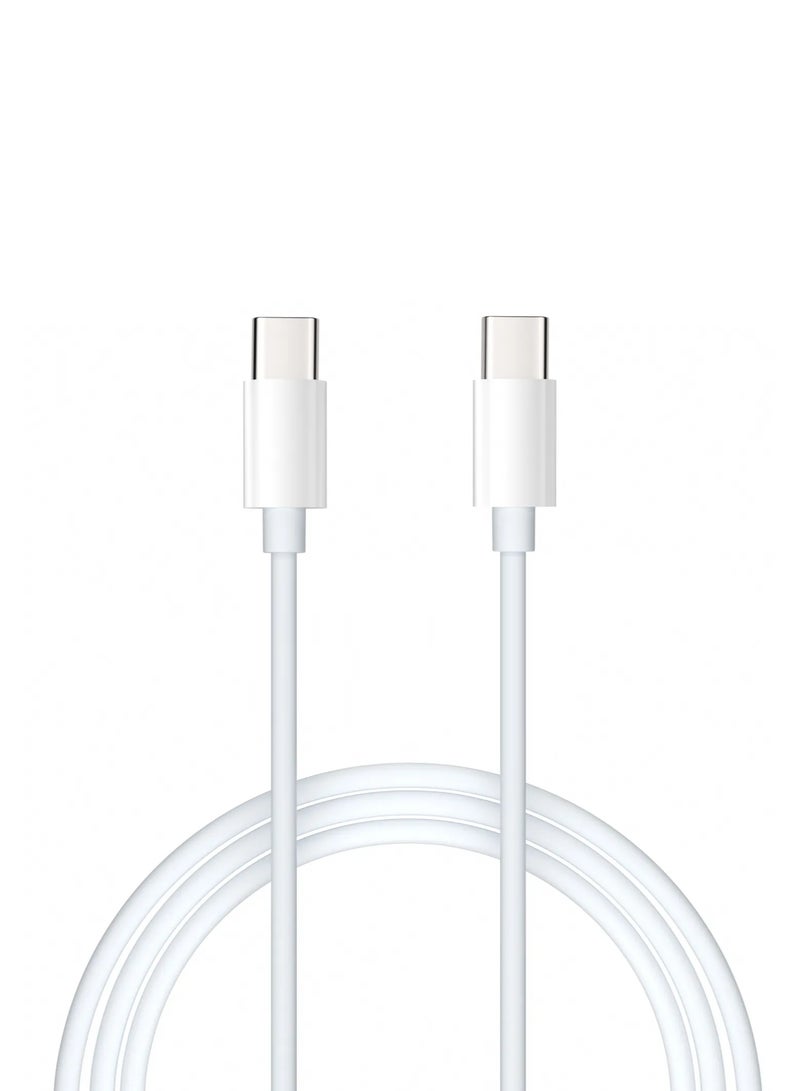 عدد 2 كابل USB Type-C إلى USB Type-C – بطول 1 متر – قدرة 20 واط – لون أبيض - Image 3