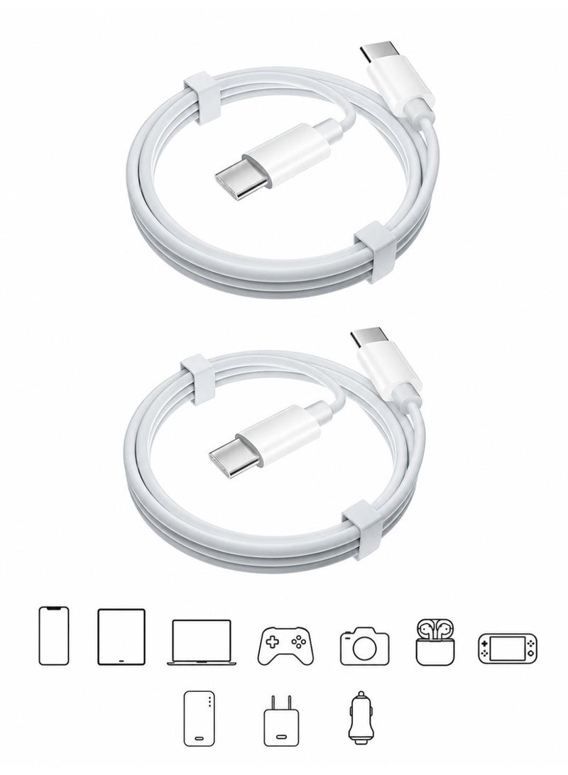 2-Pack USB Type-C to USB Type-C Cables – 1m – 20W – White - Image 2